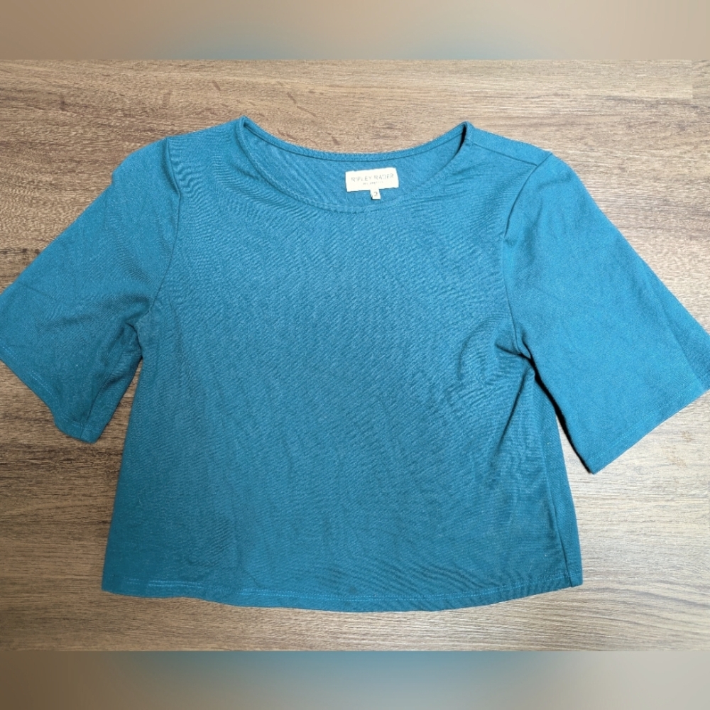 Ripley Rader Ponte Knit Short Sleeve Crop Top Size 2/Small Teal